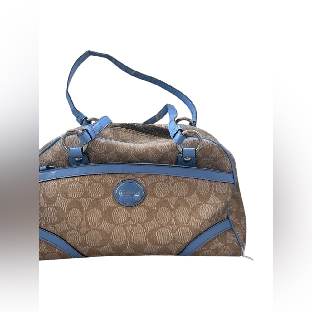 Coach Peyton Satchel Dome Bag Purse in the Khaki Sky Blue  Read Description